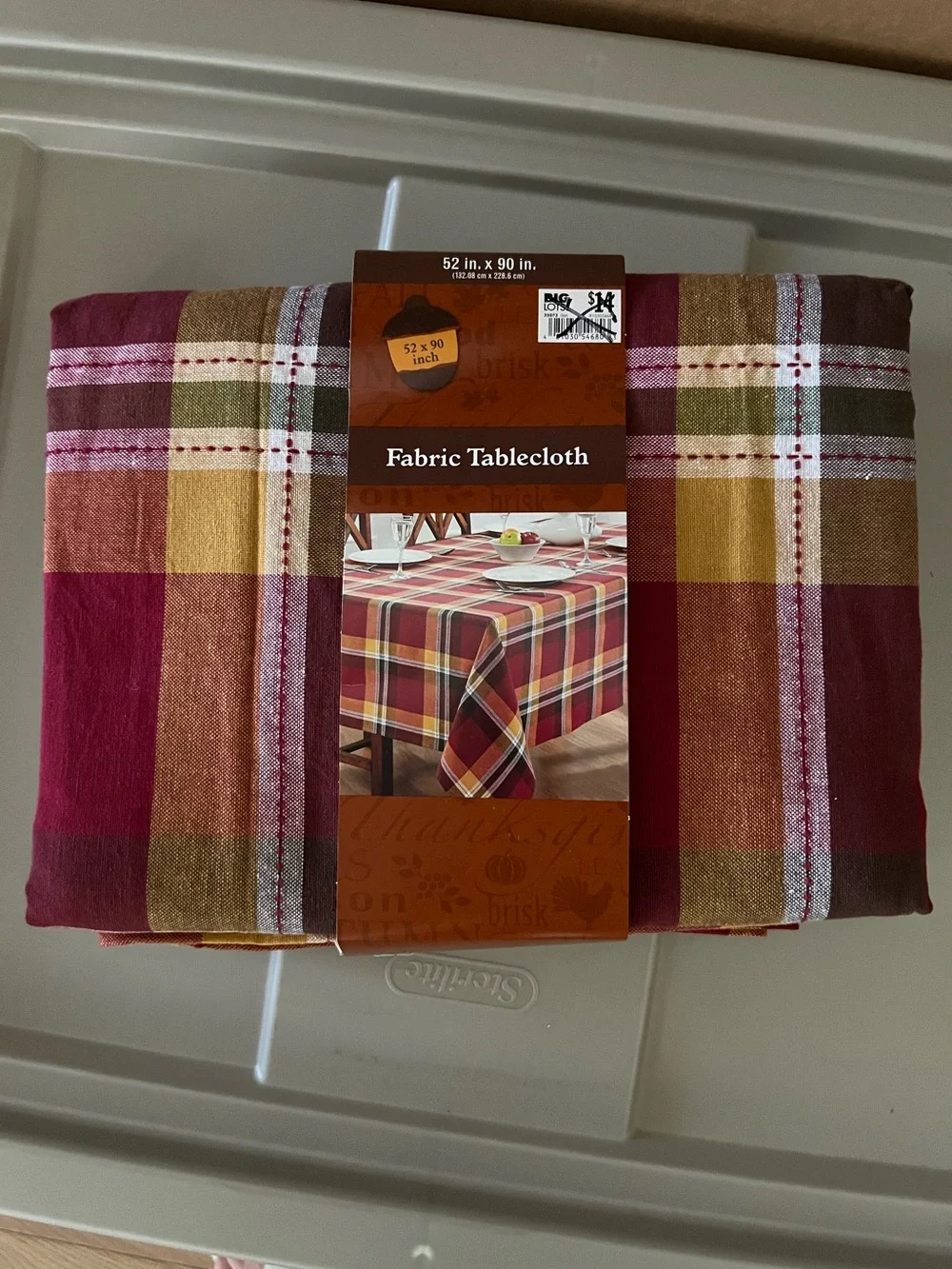 NWT Autumn/Fall Tablecloth Plaid Red & Gold